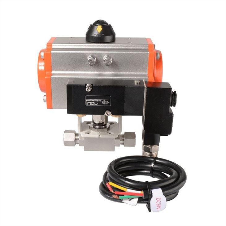 Stainless Steel 6000psi Pneumatic Compression Ball Valve With Explosion Proof Coil