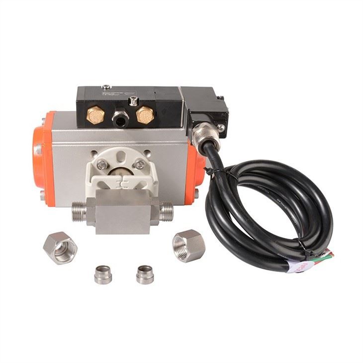 Stainless Steel 6000psi Pneumatic Compression Ball Valve With Explosion Proof Coil